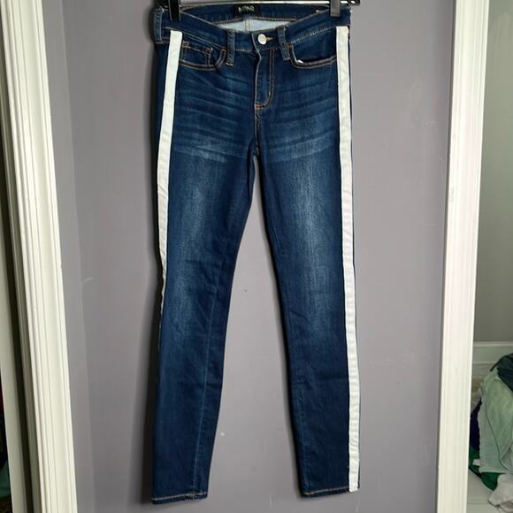 Buffalo David Britton Faith Mid Rise Skinny Stretch Jeans White Stripe Size 25 - Picture 10 of 10